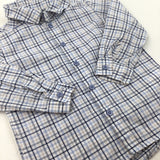 Blue & White Check Long Sleeve Shirt - Boys 12-18 Months