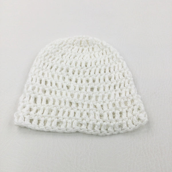 Sparkly White Knitted Hat - Girls 0-3 Months