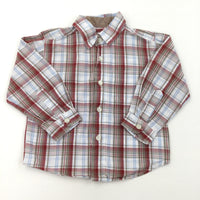 Red, Blue & White Check Long Sleeve Shirt - Boys 12-18 Months