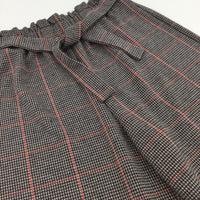 Red & Black Check Cropped Trousers - Girls 12 Years