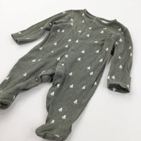 Christmas Trees Green Long Sleeve Babygrow - Boys/Girls 0-3 Months