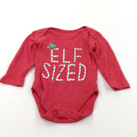 'Elf Sized' Red Christmas Long Sleeve Bodysuit - Boys/Girls 0-3 Months