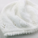 White Patterned Knitted Hat - Girls 0-3 Months