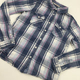 Blue, Pink & White Check Long Sleeve Shirt - Girls 10-11 Years