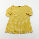 Mustard Polka Dot 3/4 Sleeve Top - Girls 10-11 Years