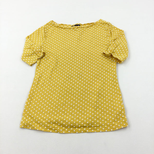 Mustard Polka Dot 3/4 Sleeve Top - Girls 10-11 Years