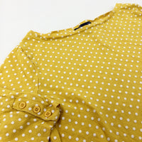 Mustard Polka Dot 3/4 Sleeve Top - Girls 10-11 Years