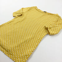 Mustard Polka Dot 3/4 Sleeve Top - Girls 10-11 Years