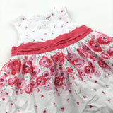 Flowers Pink & White Cotton Sun/Party Dress - Girls 12-18 Months