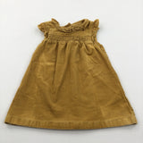 Mustard Yellow Corduroy Dress with Frill Detail - Girls 12-18 Months