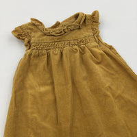 Mustard Yellow Corduroy Dress with Frill Detail - Girls 12-18 Months