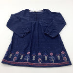 Blue Cord Long Sleeve Dress - Girls 10-11 Years