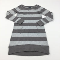 Grey Striped Jersey Dress - Girls 10-11 Years