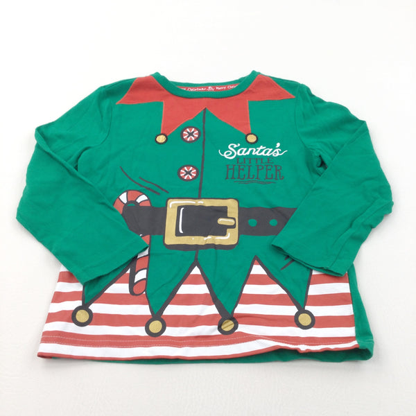 'Santa's Little Helper' Green Elf Christmas Top - Boys/Girls 4-5 Years