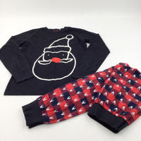 Father Christmas & Reindeer Black, Red & Navy Pyjamas - Boys 12 Years