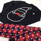 Father Christmas & Reindeer Black, Red & Navy Pyjamas - Boys 12 Years