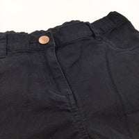 Black Cotton Twill Shorts with Adjustable Waistband - Girls 10-11 Years