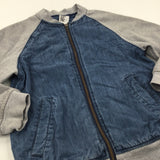 Blue & Grey Jersey & Cotton Jacket - Boys 8-9 Years