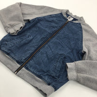 Blue & Grey Jersey & Cotton Jacket - Boys 8-9 Years