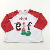 'Mini Elf' Red & White Long Sleeve Christmas Top - Boys/Girls 6-9 Months