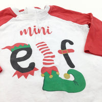 'Mini Elf' Red & White Long Sleeve Christmas Top - Boys/Girls 6-9 Months