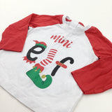 'Mini Elf' Red & White Long Sleeve Christmas Top - Boys/Girls 6-9 Months