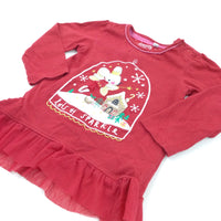 'Lots of Sparkle' Mouse Fairy Appliqued Red Jersey Christmas Dress - Girls 12-18 Months