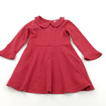 Red Viscose Christmas Dress with Collar - Girls 18-24 Months