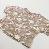 Camouflage Brown, Pink & White Cropped T-Shirt - Girls 10-11 Years