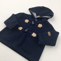 Navy Fleece Duffle Coat with Hood - Boys 3-6 Months