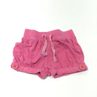 Pink Lightweight Jersey Shorts with Button Detail - Girls 3-6 Months