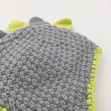 Dinosaur Spines Grey & Yellow Knitted Hat with Tassels - Boys 3-6 Months