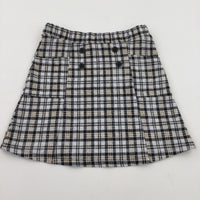 White Black Yellow Check Skirt - Girls 12-13 Years