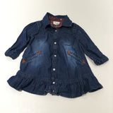 Dark Blue Lightweight Denim Shirt Dress - Girls 3-6 Months
