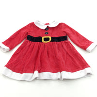 Father Christmas Velour Dress - Girls 9-12 Months