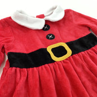 Father Christmas Velour Dress - Girls 9-12 Months