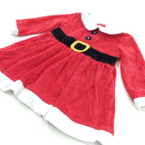 Father Christmas Velour Dress - Girls 9-12 Months