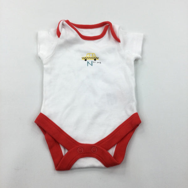 'New York' Taxi White & Red Short Sleeve Bodysuit - Boys Newborn