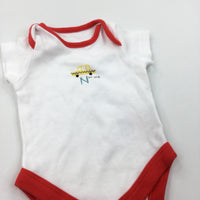 'New York' Taxi White & Red Short Sleeve Bodysuit - Boys Newborn