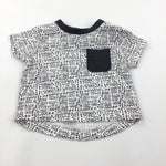 Patterned Charcoal Grey & White T-Shirt - Boys Newborn