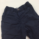 Navy Cotton Twill Shorts with Adjustable Waistband - Boys 18-24 Months
