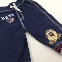Baby Taz Appliqued Navy Lightweight Jersey Trousers - Boys 3-6 Months