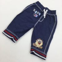 Baby Taz Appliqued Navy Lightweight Jersey Trousers - Boys 3-6 Months