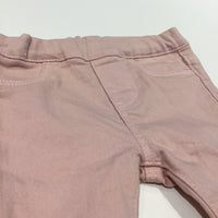 Pink Denim Jeans with Adjustable Waistband - Girls 1-2 Months