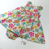 Colourful Flowers Cotton Sun Dress & Matching Nappy Pants - Girls 3-6 Months