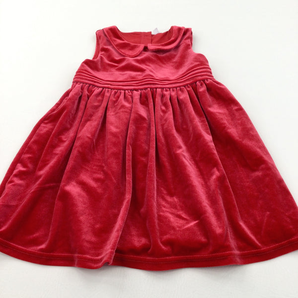 Scarlet/Deep Pink Velour Christmas Party Dress - Girls 2-3 Years