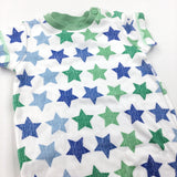 Stars White, Blue & Green Jersey Short Romper - Boys Newborn