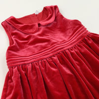 Scarlet/Deep Pink Velour Christmas Party Dress - Girls 2-3 Years