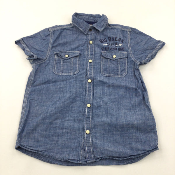 'Big Break' Blue Denim Effect Cotton Shirt - Boys 7-8 Years