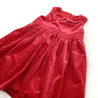 Scarlet/Deep Pink Velour Christmas Party Dress - Girls 2-3 Years